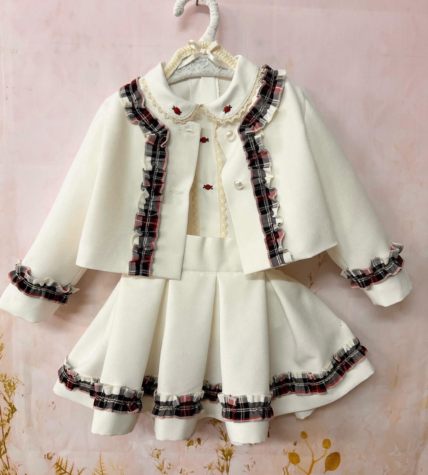 White Velvet Three Piece Set